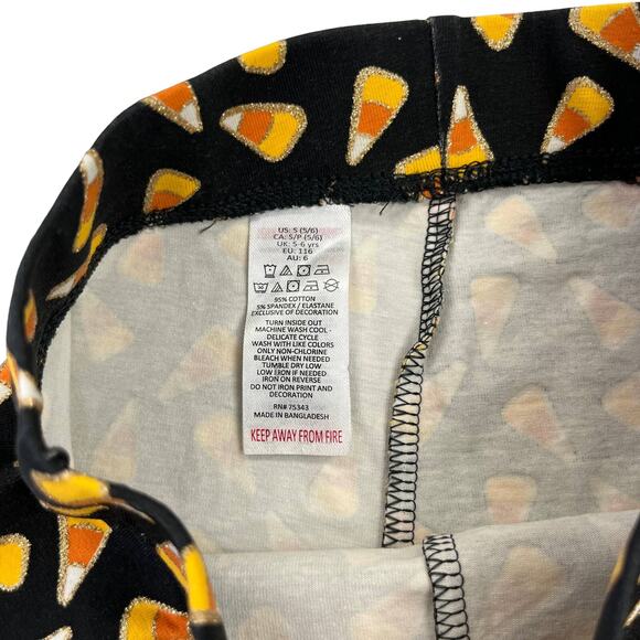 No Label Girls Black Orange Candy Corn Print Halloween Leggings Small (5/6) - Picture 3 of 4